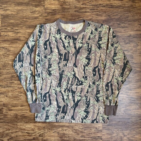 Vintage Rothco Smoky Branch Camouflage Camo Mens Medium Long Sleeve T-Shirt - Picture 1 of 5